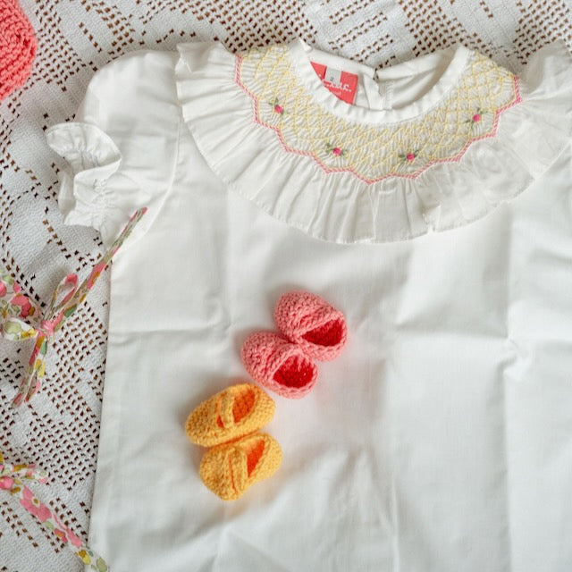 Camisa gola smocks