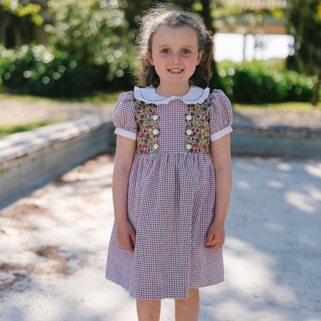 Vestido quadradinhos bordeaux