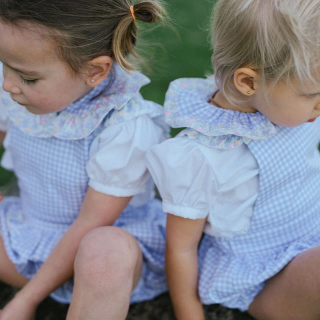 Lavender gingham and floral shirt