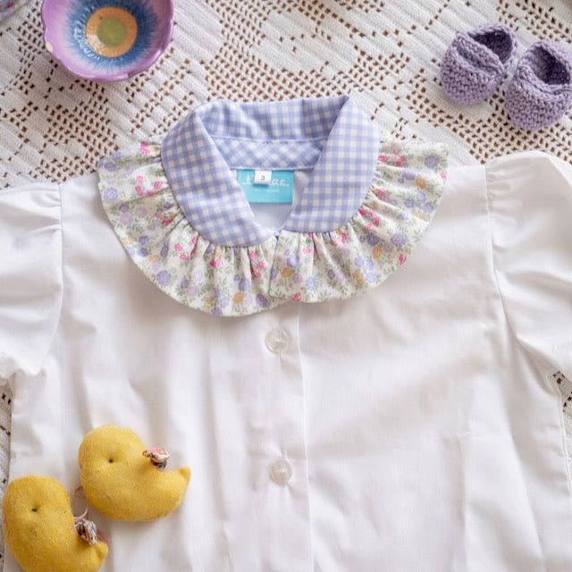 Lavender gingham and floral shirt