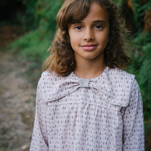 Blouse with bow collar