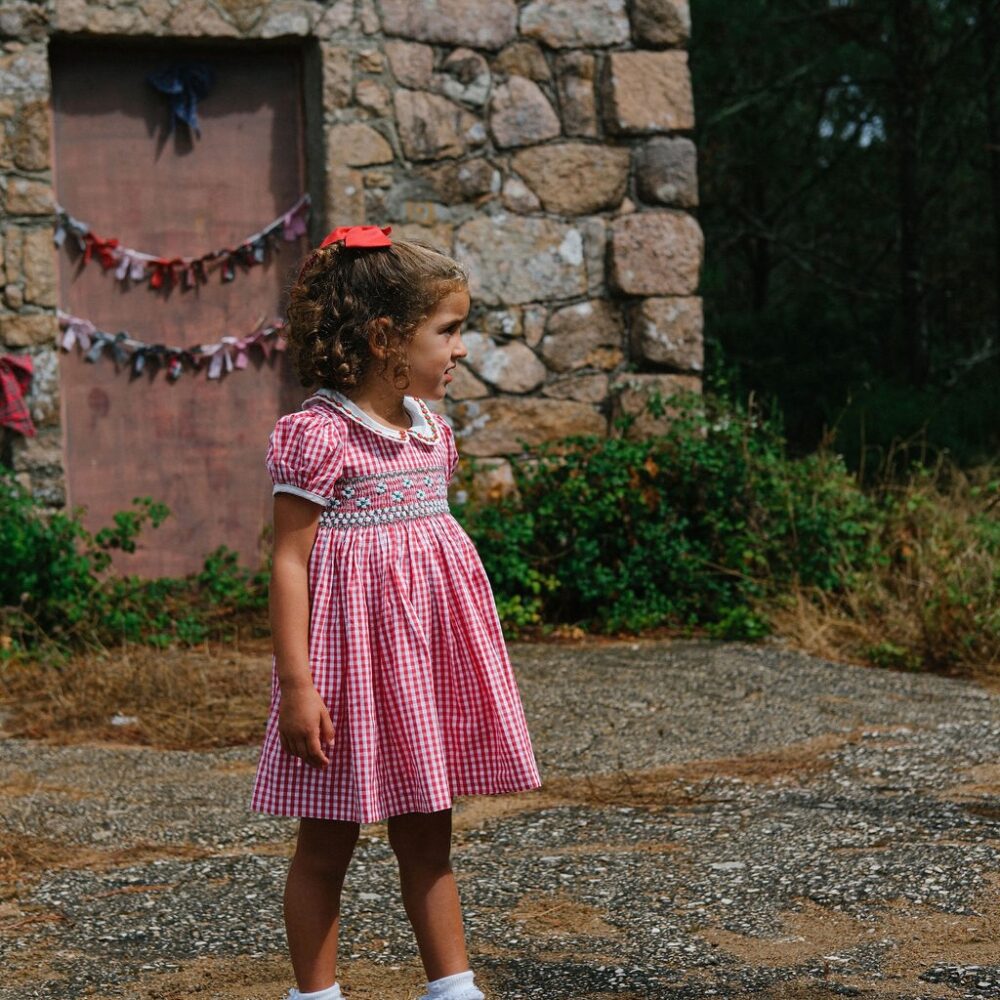 Vestido quadradinhos com smocks