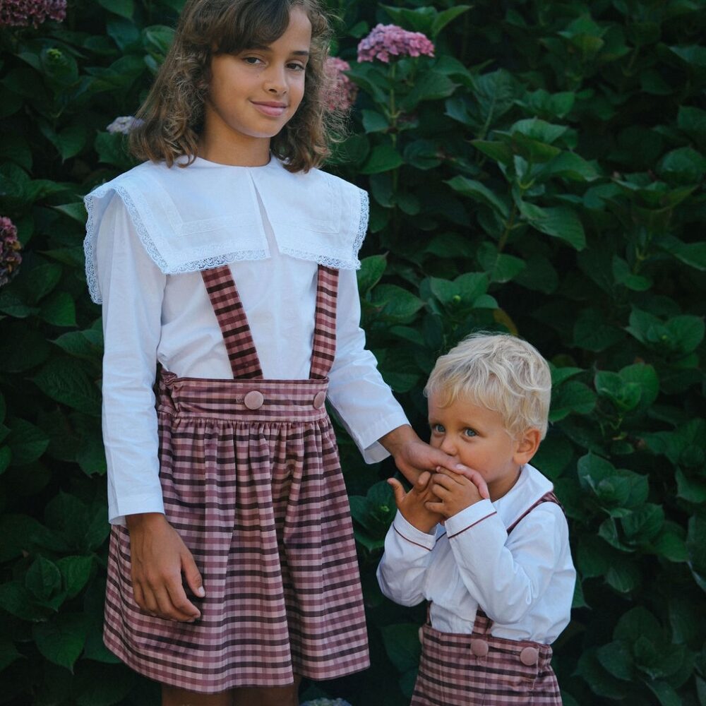 Gingham velvet girl set - Image 4