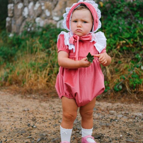 Raspberry velvet romper