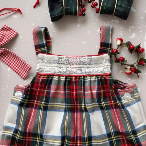 Christmas tartan dungarees