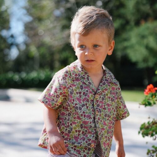 Camisa flores bordeaux