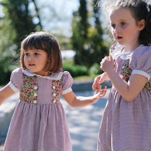 Vestido quadradinhos bordeaux