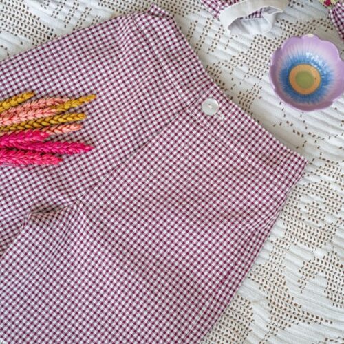 Calções vichy bordeaux