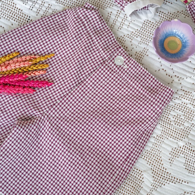 Calções vichy bordeaux