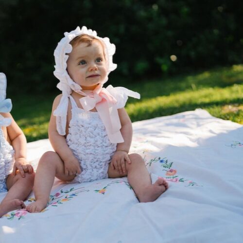 Fato de banho branco florzinhas